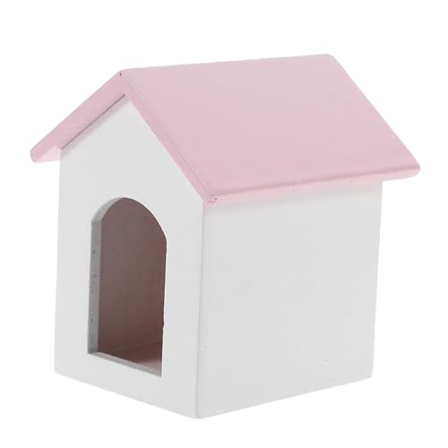 HONITANO Mini-Hausmodell holzspielzeug spielzeughaus Dollhouse Dekoration Rosa Dach Puppenhaus Dekoration Puppenhaus möbel Miniaturhäuser Zubehör für Puppenhäuser aus Holz -Kit hölzern von HONITANO