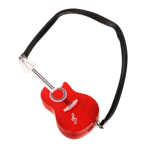 HONITANO Miniatur Gitarre Dekoratives Puppenhaus Zubehör Rote Spielzeuggitarre Modell Musikinstrument Ornament für Mädchen HONITANO Miniatur Gitarre Dekoratives Puppenhaus Zubehör Rote Spielzeuggitarre Modell Musikinstrument Ornament für Mädchen von HONITANO