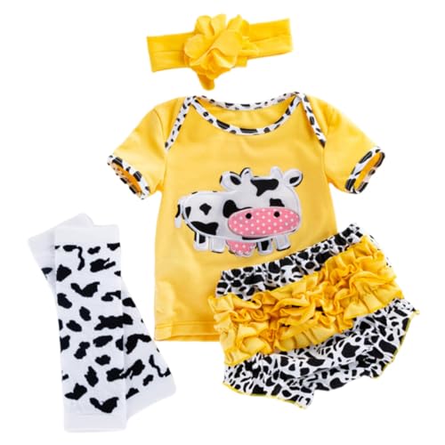 HONITANO Reborn Babypuppen Kleidung Teilig aus Baumwolle mit Gelbem Kuh Design Shirt Hose Haarband und Strümpfen Passend für Neugeborenen Puppen Weiche Puppenkleidung Mädchen HONITANO Reborn Babypuppen Kleidung Teilig aus Baumwolle mit Gelbem Kuh Design Shirt Hose Haarband und Strümpfen Passend für Neugeborenen Puppen Weiche Puppenkleidung Mädchen von HONITANO