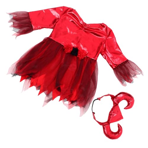 HONMEET 1 Halloween-Kleid Halloweenkostüm Kinderkostüme Maskenkleid Maskeradekostüm Kostüme Für Mädchen Partykostüm Halloween-mädchen-Outfit Halloween-kostüme Für Kinder Rot Polyester von HONMEET