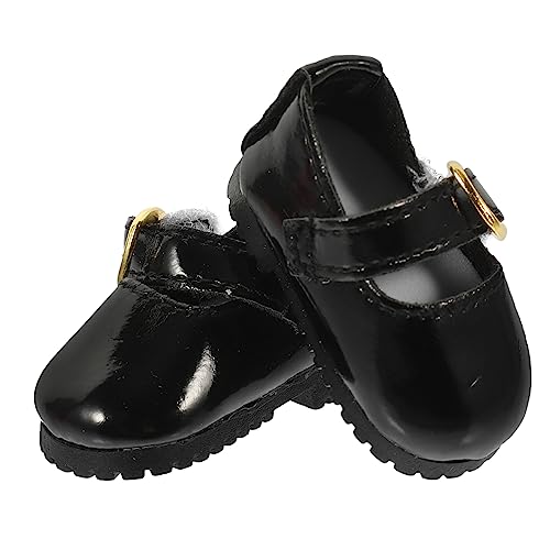 HONMEET 1 Paar Mini Bjd Schuhe Puppe Lederschuhe Mini-Kleiderschuhe Babypuppenschuhe für Mädchen puppenspielzeug Puppen Kleidung Puppenkleidung Schuhe Puppen-Verkleidungszubehör Black von HONMEET