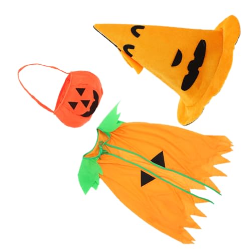 HONMEET 1 Satz Bühnenkostüm Halloween Tasche Halloween Bag Halloween Outfit Kürbis Halloween-Rollenspiel-Kostüm Maskerade-Party-Dekor Halloween-Umhang für das Festival Stoff Orange von HONMEET