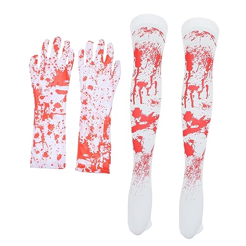 HONMEET 1 Satz Halloween-Requisiten Schädel Socken Zombie-Krankenschwester-kostüm Halloween-blutstrümpfe Gruseliges Partyzubehör Cosplay-versorgung Halloween-blutkostüm Polyester von HONMEET