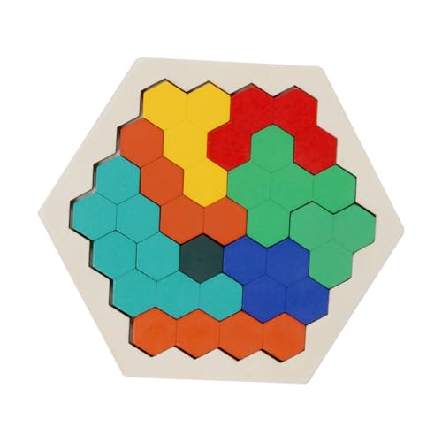 HONMEET 1 Satz Holzpuzzles Denksportaufgaben Spielzeug Sechseck Puzzle Geometrie Logik Puzzle Für Kinder (Stil A) von HONMEET