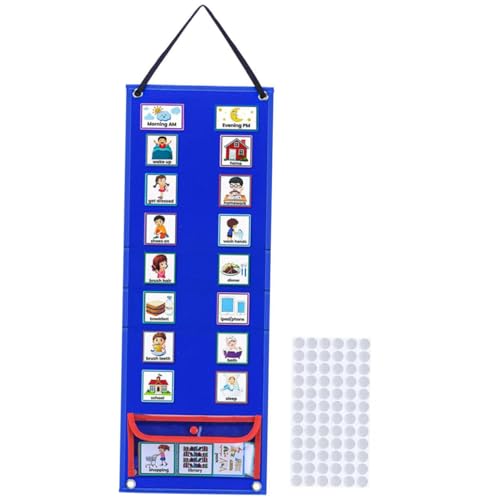 HONMEET 1 Satz Kalender-taschendiagramm Routine Diagramm Kinderdiagramm Diagramm Für Kinder Kinder-Timer Kinderkalender Alarm Kinder Sanduhr Belohnungsdiagramm Taschenkalender Vlies Blue von HONMEET