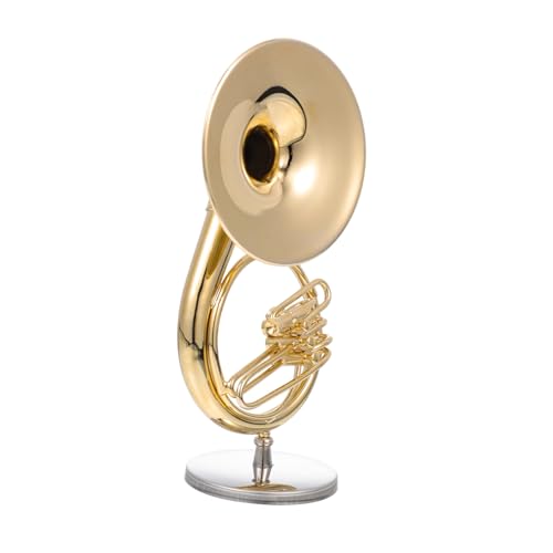 HONMEET 1 Satz Musikinstrumentenmodell Waldhorn-Statue Waldhorn-Skulptur bürodeko wohnzimmerdeko kleines Tischgerät realistisches Instrumentenmodell 24 Karat vergoldetes Kupfer Golden von HONMEET