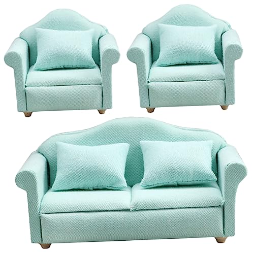 HONMEET 1 Satz Puppenhaussofa Mini-Sofa-Figur Mini-sitzbank Mini-möbelmodell Möbel Für Puppenstuben Puppenhausmöbel Mini-Stuhl Kleines Sofafoto Dekoratives Kleines Sofa Green Stoff von HONMEET