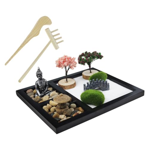 HONMEET 1 Satz Sandkastenverzierung für den Garten Bürodekorationen artware dekor Buddha Bild meditieren Heimdekoration Terrarium-Kit Zen-Garten für den Schreibtisch Haushaltskunst MDF von HONMEET