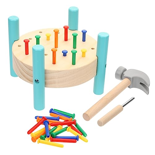 HONMEET 1 Satz Simulations-Tippspiel Werkbank Hämmer- und Nagelspielzeug Spielzeuge Spielset Puzzle kinderbeschäftigung werkbänke für Kinder Hammer Spielzeug Nageltisch aus Holz für Kinder von HONMEET