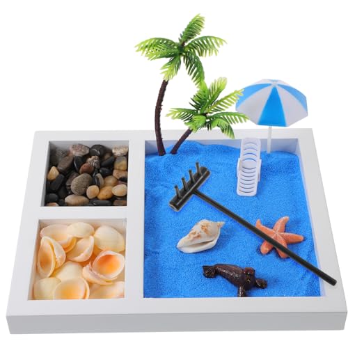 HONMEET 1 Satz Strandzubehör Statuen Am Meer Mini-Zen-Garten Für Den Schreibtisch Sandkastenverzierung Für Den Garten Miniatur-Ornament-Kits Sandtischkunst Zen-gartensand Tischschmuck Harz von HONMEET