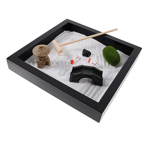 HONMEET 1 Satz Zen-gartenzubehör Japanischer Zen-sandgarten Feengarten-Ornament Meditations-Zen-Garten-kit Mini Japanische Laterne Japanischer Zen-Garten Japanischer Mini-steingarten Holz von HONMEET