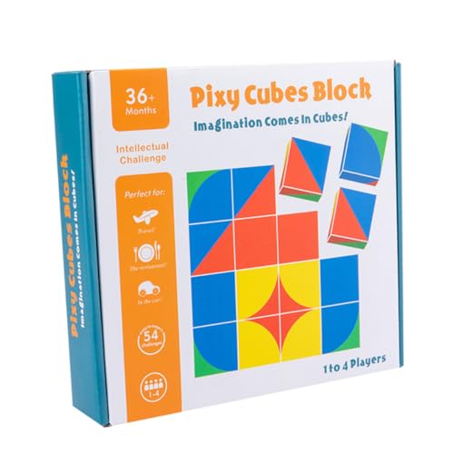 HONMEET 1 Schachtel Holzbaustein 3D-konstruktionsspielzeug Spatial Thinking Block Cube Puzzle Spielspielzeug Für Kinder Kinder (13 Stück Chanllenge-Karten, 10 Stück Desigh-Karten, 16 von HONMEET