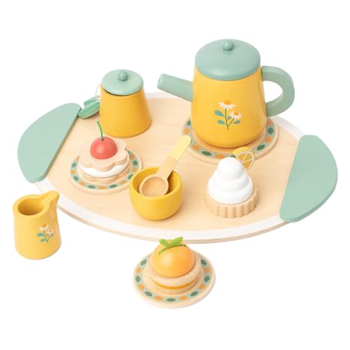 HONMEET 1 Set Holz Kleinkind Teeservice Für Kinder Spielküchenzubehör Spiellebensmittel Set Ideales Zubehör Für Teepartys Rollenspiele Und Kreative Spiele Für ädchen Und Jungen von HONMEET