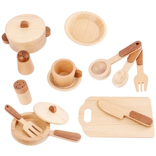 HONMEET 1 Set Kinderküchenspielzeug Aus Holz Kochgeschirr Und Besteck Spielzeug Für Kreative Rollenspiele Ideal Für Kinder Ab 3 Jahren Fördert Die Fantasie Und Das Soziale Spiel von HONMEET