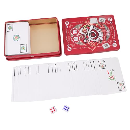 HONMEET 1 Set Mahjong Poker Reisetischspiel Mahjong Kartenparty Mahjong Kartenset Reisetischspiel Requisiten Reise Mahjong Kartenspielzeug Reisespiel Requisite Spielbedarf Mahjong von HONMEET