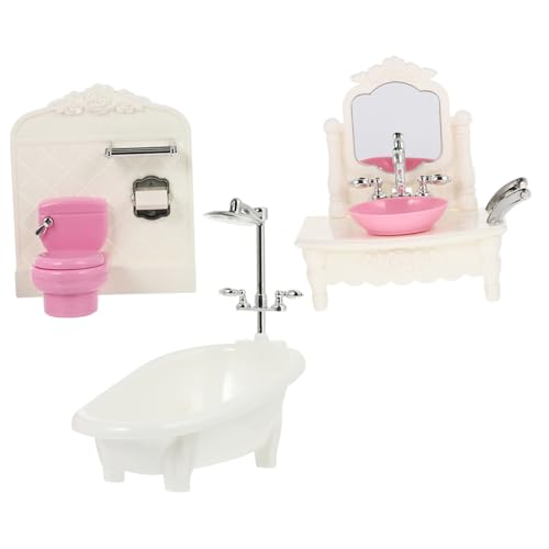 HONMEET 1 Set Miniatur Badezimmer Zubehör Mini Waschbecken Toiletten Und Badewannenmodell Für Puppenhäuser Farbauswahl Zufällig Puppenhaus Accessoires von HONMEET