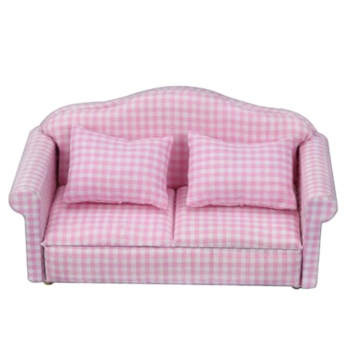 HONMEET Puppenhaus Sofa Set öbel Für Dollhouse Gemütliches Sofa Mit Kissen Karomuster Ideal Für Puppenhaus Zubehör Perfekte Wohnzimmer Ausstattung Für Miniaturhäuser von HONMEET