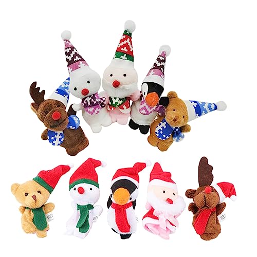 HONMEET 10st Weihnachts Finger Puppen Fingerspielzeug Taschenfüller Für Weihnachten Weihnachtsfingerpuppen Masse Handpuppen Für Kinder Weihnachtsstrumpffüller Fingerpuppenspielzeug Stoff von HONMEET