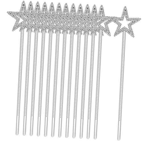 HONMEET 12St Zauberstab Spielzeug dekorative Feenstäbe für Kinder Feenstäbe für Fairy Wand kinderkostüme Feenstäbe in Sternform Partyspiel Feenstäbe Plastik Silver von HONMEET