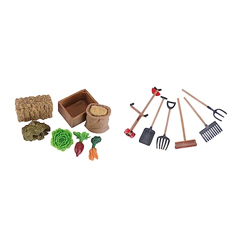 HONMEET 13-teiliges Set Garten-Werkzeug-Ornament Bauernhoffiguren Spielset Kelle Gartenwerkzeug Mini-Zen-Garten-sandkasten Bausatz Sandgarten Sandtisch Spielzeug Outdoor-spielsets PVC von HONMEET