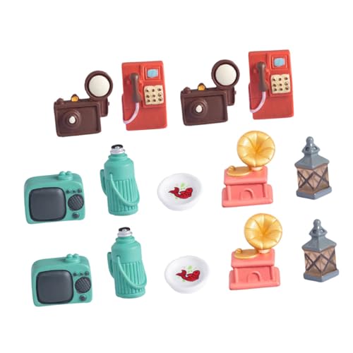 HONMEET 14 Teiliges Set Simuliertes Haushaltsgerät Modell Retro Mini Ornamente Puppenmöbel Miniatur Puppenhausmöbel Simulierte Mini Möbelmodelle Für Rollenspiele Kameraharz von HONMEET