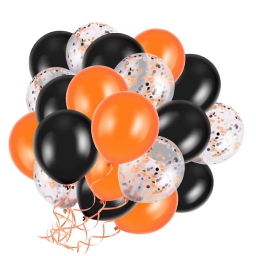 HONMEET 15 Stück Halloween Partydekoration Latexballons Luftballons Mit Konfetti Und Halterung Kürbis Und Geist Design von HONMEET