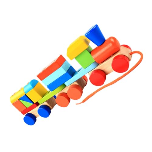 HONMEET 1pc Holzblöcke Toy Walk Lernspielzeug Farbiges Schleppspielzeug Pulling Train Toy Bildungsangebot Für Kleinkinder von HONMEET