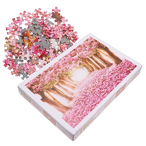 HONMEET 1pc Kirschbaum Puzzle 1000 Stück Kirschblüten Puzzle Für Spaß Ölgemälde Puzzle Für Erwachsene (pink) von HONMEET