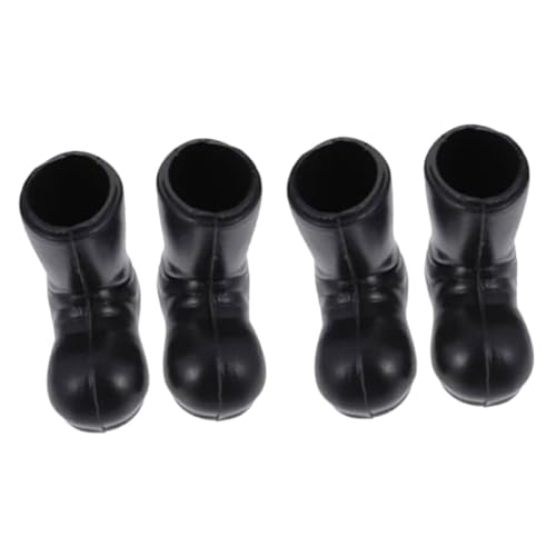 HONMEET 2 Paar Kunststoff Weihnachtsdekorationen Weihnachtsmann Stiefel Schwarze Lebensechte Weihnachtsstiefel Mini Schuhe von HONMEET