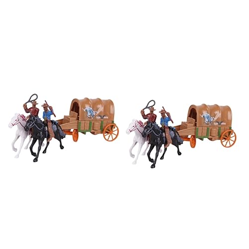 HONMEET 2 Sätze Cowboy-Kultur-sammelspielzeug Adler-Verzierungen Pferdewagen Miniaturdekoration Westliches Spielzeug Dekorationen Für Charaktermodelle Kutschenhandwerk Actionfigur Plastik von HONMEET