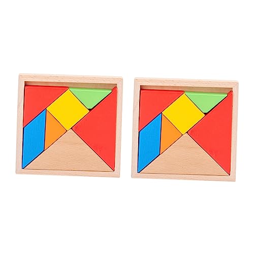 HONMEET 2 Sätze Pädagogische Tangram Puzzles Aus Holz Buntes Tangram Spielzeug Frühes Lerngeschenk Für Kleinkinder (12x12cm) von HONMEET