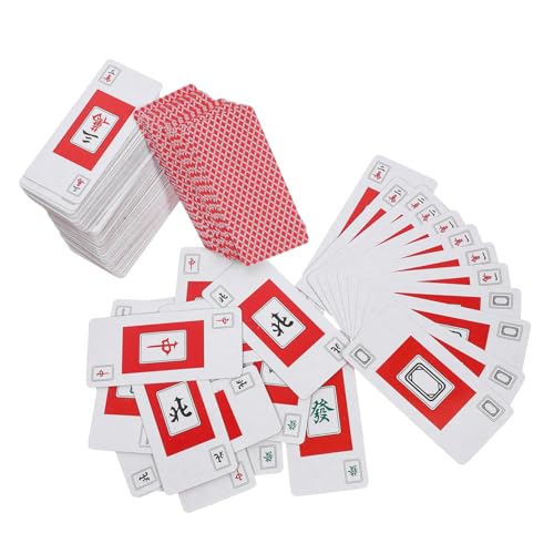 HONMEET 2 Sets Mahjong Poker Reise Tischspiel Requisiten Chinesisches Mahjong Kartenspielzeug Tragbares Mahjong Kartenset Mahjong Karten Reisespielzeug Party Mahjong Kartenspielzubehör von HONMEET