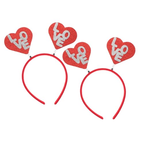 HONMEET 2 Stk Stirnband zum Valentinstag Stirnband in Herzform Haarband Herzkopf Bopper lustige kopfbedeckung party haarreif Herz-Stirnband für Frauen Glitzer-Herz-Stirnband Filzgagrit rot von HONMEET