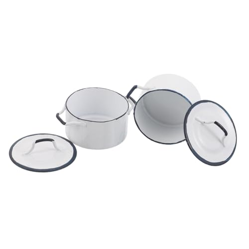 HONMEET 2 Stück Maßstab Blaue Umrandung Weißer Miniatur Kochtopf Küchenzubehör Mini Küche Dekoration HONMEET 2 Stück Maßstab Blaue Umrandung Weißer Miniatur Kochtopf Küchenzubehör Mini Küche Dekoration von HONMEET