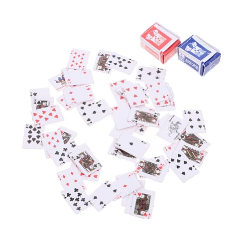 HONMEET 2 Stück Mini-Spielkarten 1:12 Normal Poker Kleinere Spielkarten Tischspiel Brettspiel Puppenhaus Ornament Für Kinder Erwachsene Home Bar Office von HONMEET