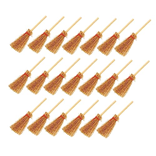 HONMEET 20Pcs Miniatur Besen für Puppe Holz Scheuer Besen für Halloween Mops Ornament von HONMEET