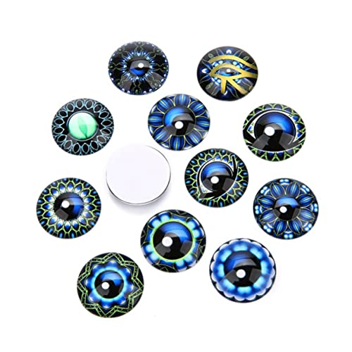 HONMEET 20St Schmuckmaterial selber Machen DIY Glasflicken Zeitglas Patch Scrapbooking Augenzeit gem Flecken Edelsteine ​​Glasaufkleber runder Cabochon aus Glas Schmuckaufnäher Blue von HONMEET