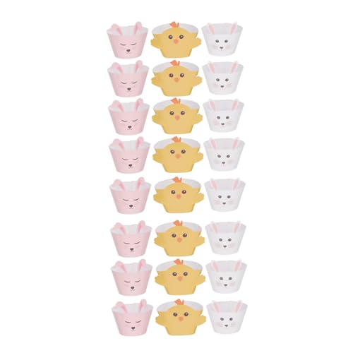 HONMEET 24Stücke Osterkuchenhüllen Dekorationen Cupcake Wrapper Mit Hasenmotiv Für Ostern Tortendeko Für Feiern Und Anlässe Ostercupcake Wrapper von HONMEET