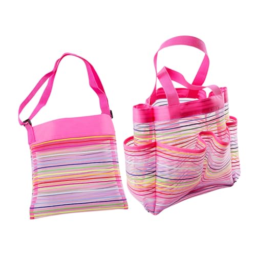 HONMEET 2St Badezimmer-Aufbewahrung Tasche Aufbewahrungstaschen Reisespielzeug Netztaschen für Kinder kiddibuzz hürden Kinder b Toys Bunte Strandspielzeugtaschen tragbare Netztasche Rosy von HONMEET