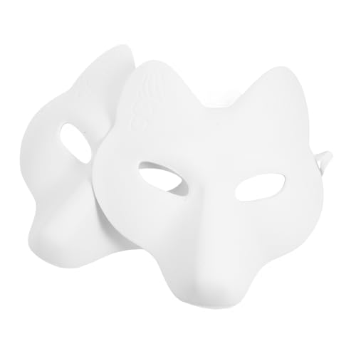 HONMEET 2St Fuchsmaske selber machen Halloween-Fuchs-Halbmaske bemalbarer Fuchs halloween kinder halloween mitgebsel kinder halloween deko Halloween unbemalte Maske leere Tiermaske Pu Weiß von HONMEET