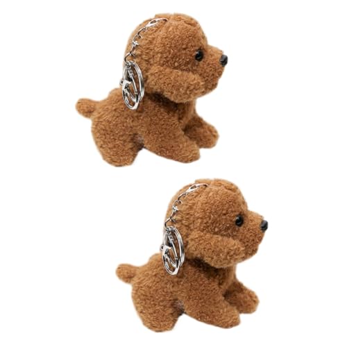 HONMEET 2St Schlüsselanhänger Handtasche kollegen schlusselanhanger Key Chain verkleidung Dog Tiere Geldbörse plüschtier Spielzeug tragbarer ausgestopfter Hund dekorativer Stoffhund Brown von HONMEET