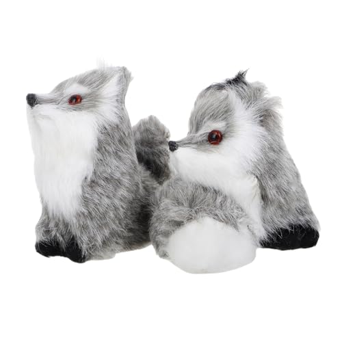 HONMEET 2St kleine fuchsverzierung Plüsch Tierchen Fuchsplüsch Plüschtier Fuchs Kuscheltiere aus dem Wald Fuchs-Ornament Waldtierfiguren gefälschter Fuchs Kuscheltier Fuchs Plastik Grey von HONMEET