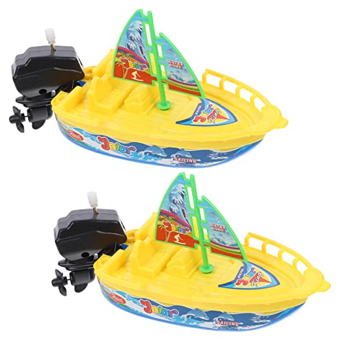 HONMEET 2pcs Bad Spielzeug Kleine Boot Wind-up Spielzeug Wasser Sprayer Spielzeug Kunststoff Schlepper Für Badewanne (gelegentliche Farbe) von HONMEET