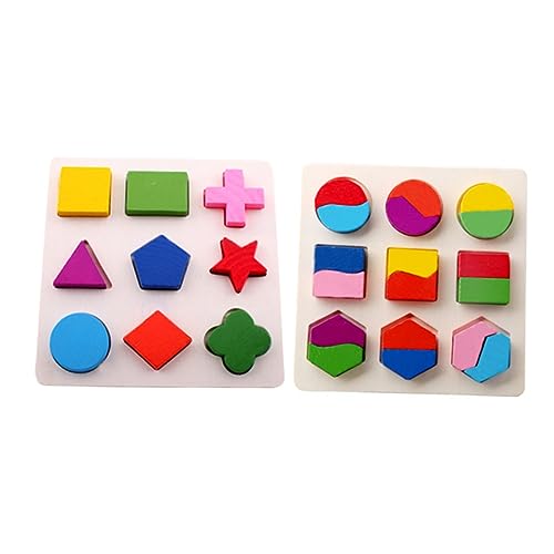 HONMEET 2pcs Kids Educational Puzzle Geometrische Form Platte Erkenntnis Puzzle Spielzeug Lustige Geometrie Bretter Form Passende Platten Spielzeug Kreative Hölzerne Farbige Puzzle Blöcke von HONMEET