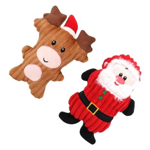 HONMEET 2st Haustier Spielzeug Weihnachtsspielzeug Für Hunde Weihnachtsschmuck Santa Quietschendes Hundespielzeug Krippenschmuck Für Kinder Weihnachtshundequietschen Kinderspielzeug Stoff von HONMEET