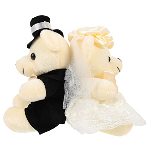 HONMEET 2st Hochzeitsbärenpuppe Abschluss Stofftiere Plüsch Jubiläum Trägt Puppe Bärenverzierung Panda Kleine Bären Spielzeug Tierzimmerdekorationen Simulationsbärendekor Pp Baumwolle Weiß von HONMEET