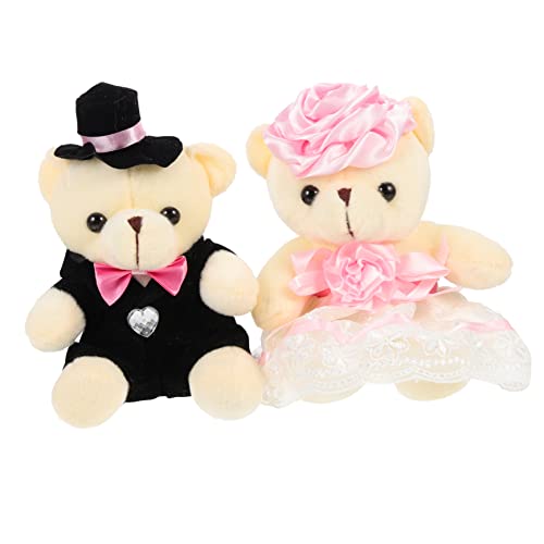 HONMEET 2st Hochzeitsbärenpuppe Bären-kuscheltiere Bärenverzierung Ausgestopfte Bären Plüsch Puppen Spielzeug Hochzeit Trägt Ornament Kleine Kuscheltiere Tragen Pp Baumwolle Rosa von HONMEET