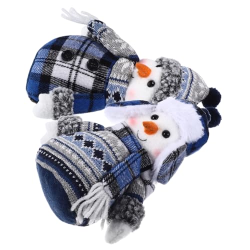 HONMEET 2st Stoffpuppen Schneemann Deko-Ornamente Weihnachtsdekoration Figur Schneemann-Puppe Schneemann-dekor Schneemannschmuck Für Weihnachtsbaum Schneemann Plüschtiere Puppendekor Blue von HONMEET