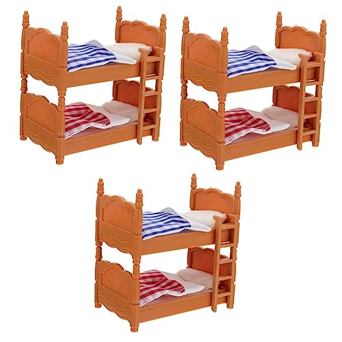 HONMEET 3 STK Bett Babyhochstühle Dekor Spielzeug für Kleinkinder Miniatur puppenhaus Wohnzimmer möbel Portable Bed hochbeet aus Kunststoff cots Simulationsmöbel Mini-Schlafzimmermöbel PVC von HONMEET