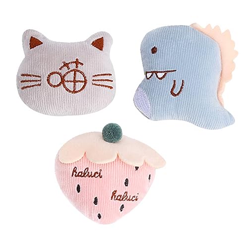 HONMEET 3 STK Plüschpuppe Beißspielzeug für Katzen weiches Spielzeug interaktives katzenspielzeug Plush Toy Spielzeuge neuartige Plüschtiere Katzenzähne knirschende Puppen kurzer Plüsch von HONMEET